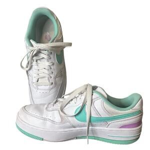 NIKE Gamma Force Leather Shoes White Emerald Rise Green Size 9.5